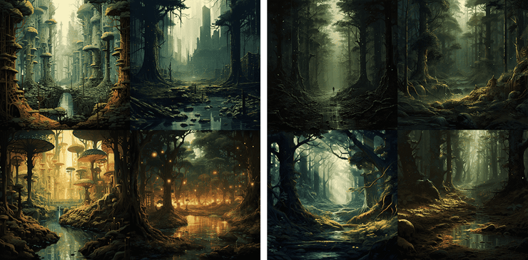 Prompt: city:: forest vs city:: forest::2
