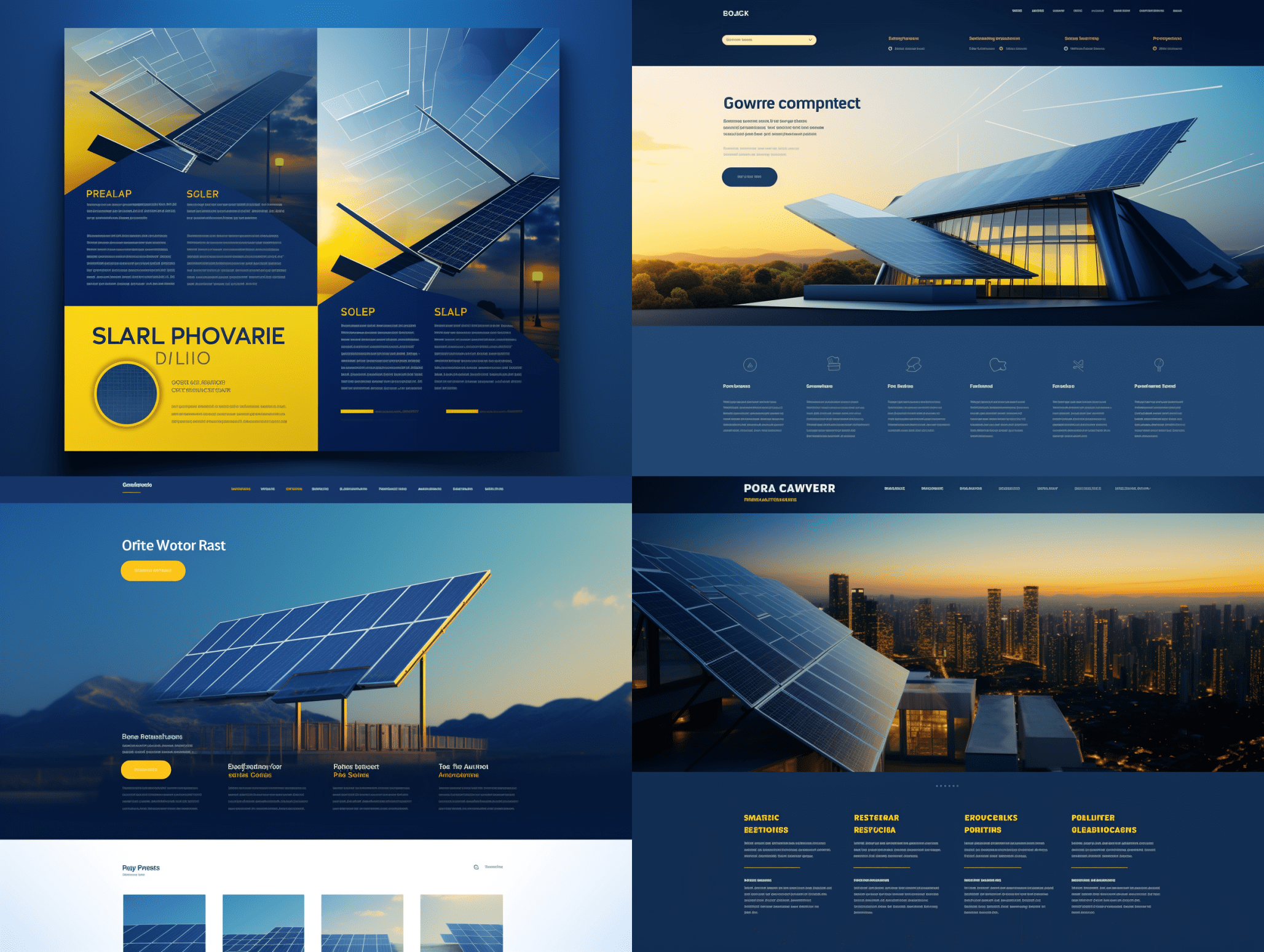 Solar dealer website design generated from Midjourney