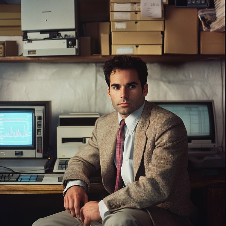 80's magazine portrait of a tech information technology man