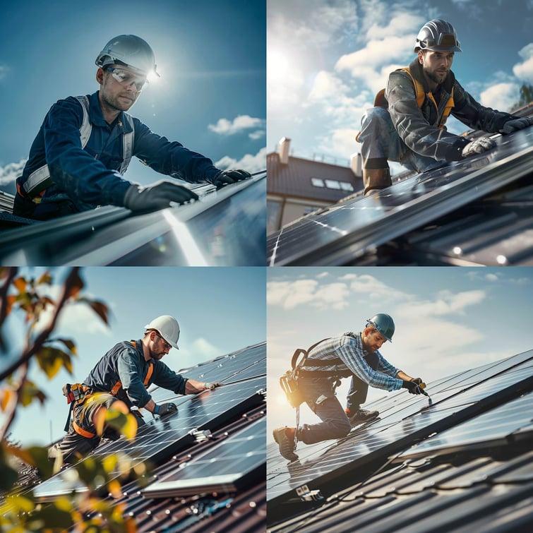 Male with VR installing solar panels with Stylize value of 100