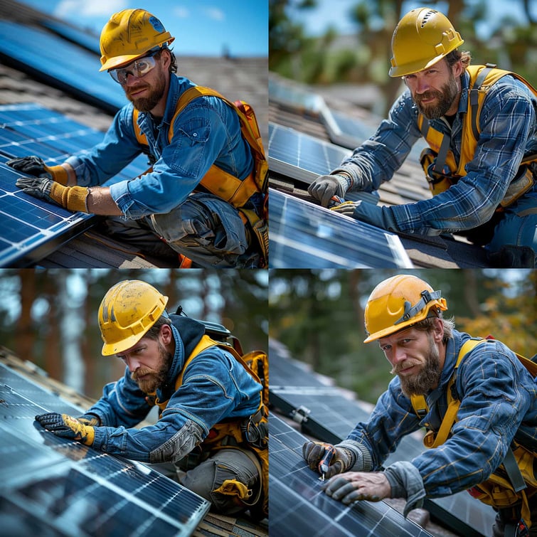 Male with VR installing solar panels with Stylize value of 1000