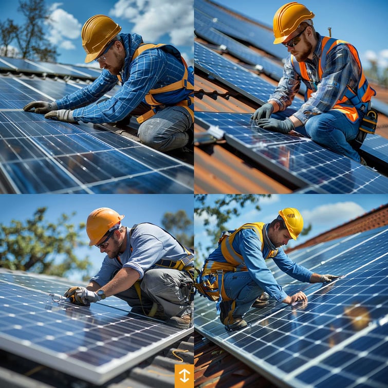 Male with VR installing solar panels with Stylize value of 700