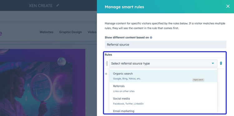 After selecting the smart content category, add your smart rules and click "Save."