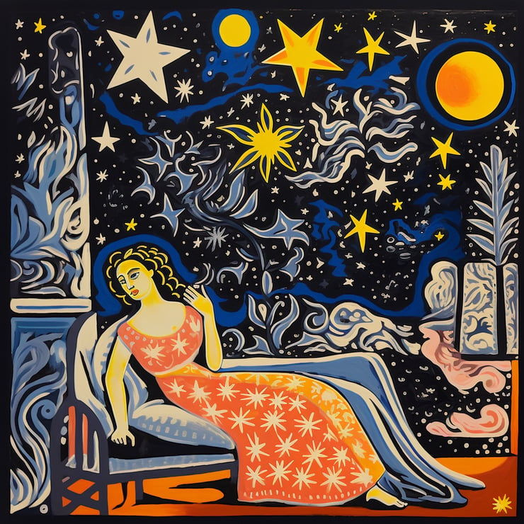 Ancient Greek Mexican rococo starry nights by Matisse