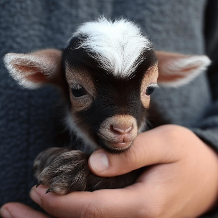 Adorable baby goat just born
