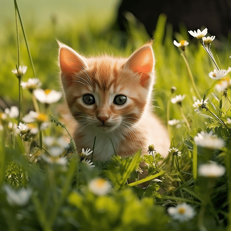 Baby kitten in the grass