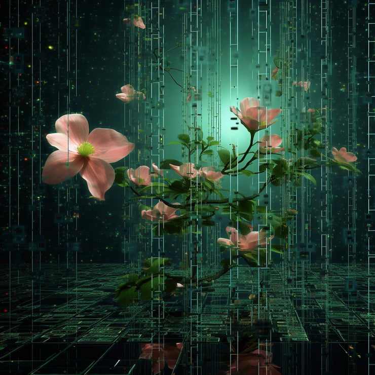 matrix flowers on a matrix background