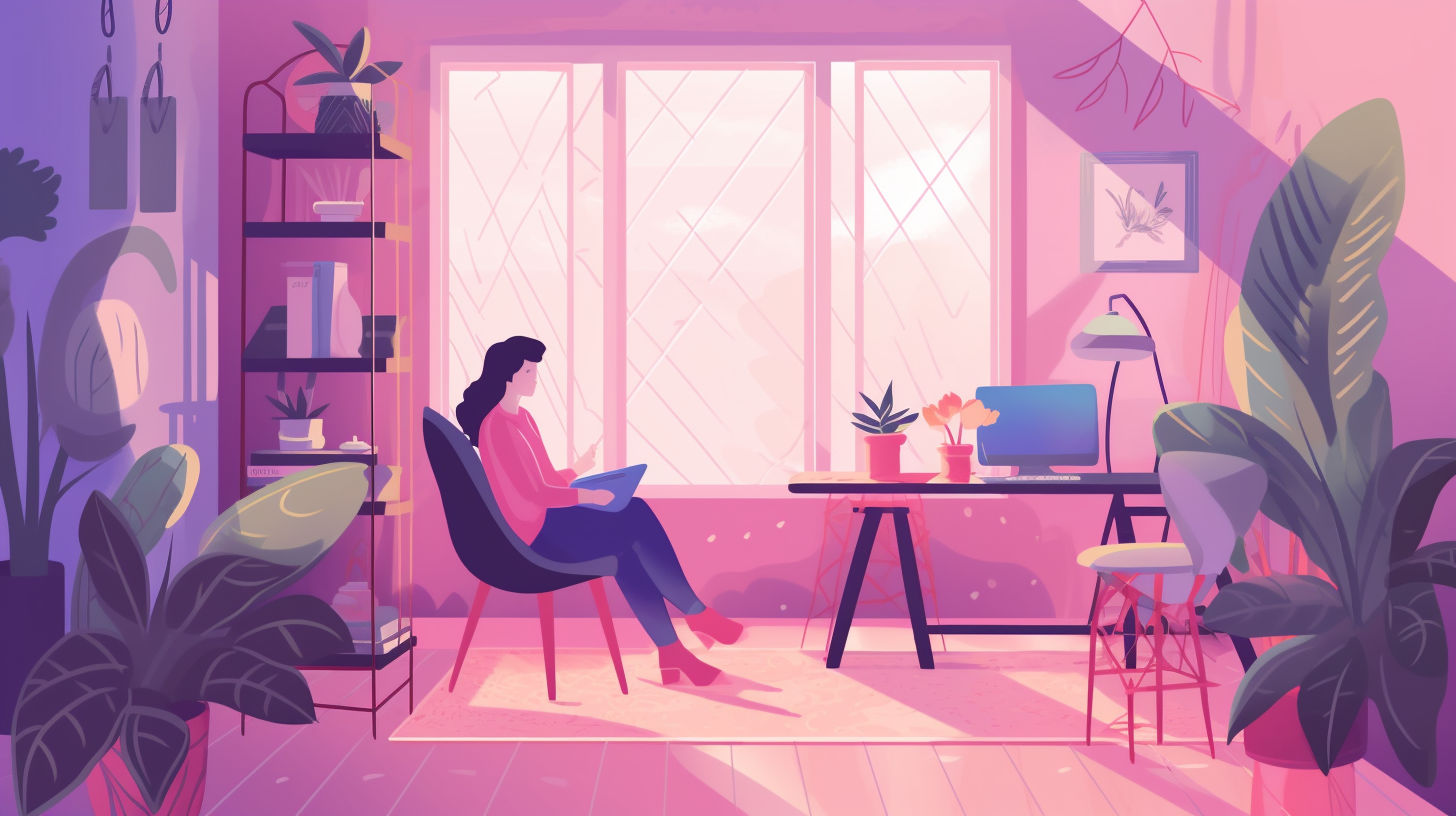 Generating illustrations in pink and purple colours