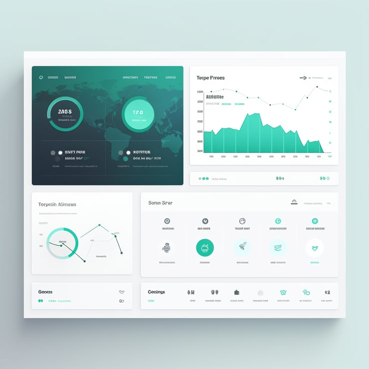 clean and modern hq dashboard design, tech software in teal