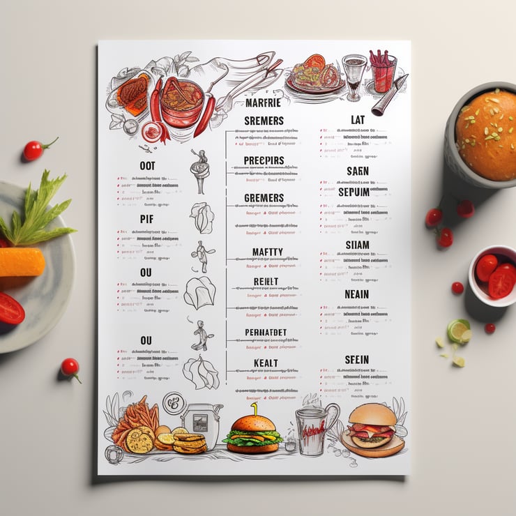 Restaurant menu photoshop design 4k detailed 3d smooth hd