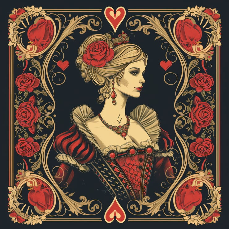 A queen of hearts card design